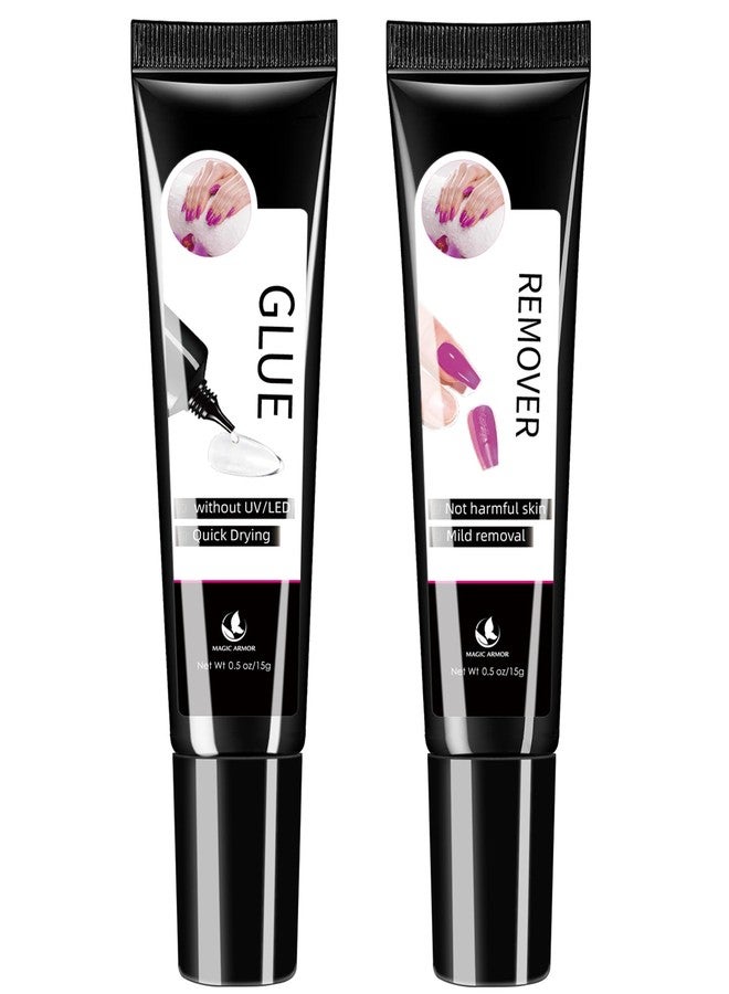 MAGIC ARMOR 15g Semi Solid Nail Glue with 15g Remover for Press On Nails Tips Gel Nail Glue No Need for UV Lamp Quick Drying a Long Lasting Fake Acrylic Nail - Image 1